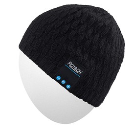 Rotibox Bluetooth Beanie Hat, Winter Outdoor Sport Premium Knit Cap with Wireless Stereo Headphone Headset Speaker Mic Hands for Christmas - Black