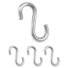QWORK Pack of 4 Heavy Duty S Hooks Made of 304 Stainless Steel, Hammock Swing, Industrial Quality, 82 mm, Large S-Hooks up to 100 kg