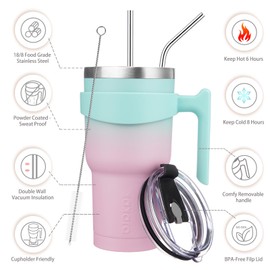 BJPKPK Tumbler With Handle 30oz Stainless Steel Insulated Tumbler With Lid And Straw For Ice Water Or Coffee,Bubble Gum