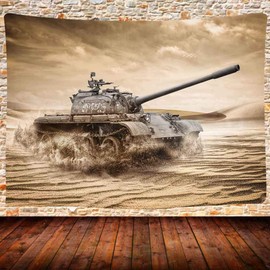 UHOMETAP Military Tapestry War Theme Desert Tank Tapestry Wall Hanging for Boys Bedroom Living Room Wall Decor 80X60 Inches GTQQUH834