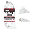 Iron Forge Cable 10ft White Outdoor Extension Cord with 3