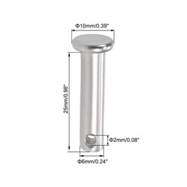 sourcing map Single Hole Clevis Pins - 6mm X 25mm Flat Head 304 Stainless Steel Link Hinge Pin