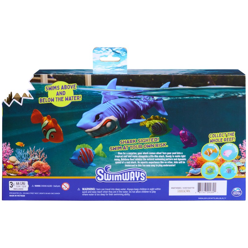 SwimWays Rainbow Reef Shark Water-Activated Pool Toy for Ages 5+