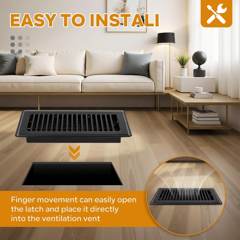 Floor Vent Covers, 6x10 Floor Register, Heavy Duty Steel Walkable