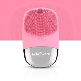Exfoliware 3-in-1 Electric Facial Cleansing Brush - Silicone Face Scrubber & Massager, IPX7 Waterproof, USB Rechargeable, Deep Cleansing, Blackhead Removal, Exfoliating Skincare Tool (Pink)