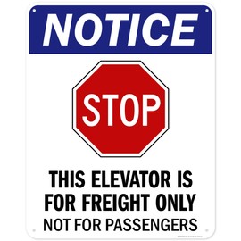 This Elevator Is For Freight Only Not For Passengers Sign, 24x30 Inches, 55 mil thick HDPS (high density polystyrene), Made in USA by My Sign Center