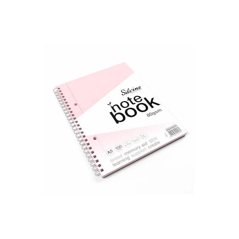 Silvine A5 Blue Paper Dyslexia Notebook | 100 Wirebound Pages,