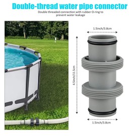 Pool Hose Connector 38 mm/1.5 Inch, 2-Way 38 mm Swimming Pool Hose Adapter Replacement for Above Ground Pools, Pool Hose Connector Extension