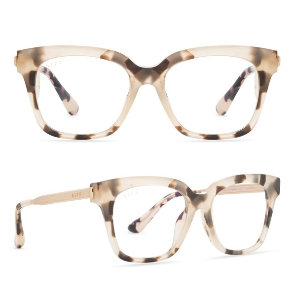 DIFF Eyewear Bella XS - Gafas de bloqueo de luz azul UV400 para mujer, color crema y transparente