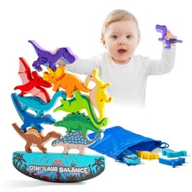 LTMMC Dinosaur Toys for Boys Age 1-6, Toys for 1-6 Year Old Boys, 1-6 Year Old Boy Gifts, Educational Toys for 1-6 Year Olds, Wooden Dinosaur Stacking Toys, Building Blocks for 1-6 Year Old Boys