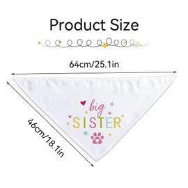 Big Sister Dog Bandana, White Pet Scarf Pregnancy Announcement Dog Bandana Baby Dog Gender Revealing Photo Props Accessories