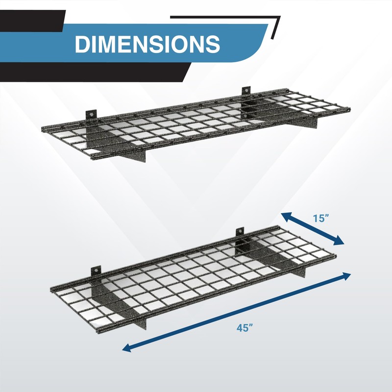 Hyloft 00651 2-Pack Heavy Duty Steel Wall Garage Shelving, 45-Inch