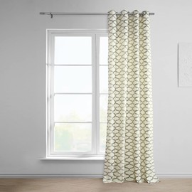 HPD Half Price Drapes Grommet Wavy Geometric Printed Curtains 120 Inches Long Luxury Cotton Curtains (1 Panel) Room Darkening Window Curtains for Bedroom & Living Room, 50W x 120L, Wavy Silver Grey