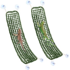 Silkfly 2 Pieces Bearded Dragon Hammock Lizard Reptile Climbing Lounger Seagrass Fiber Habitat Tank Accessories for Hermit Crab Gecko Snake Iguana (30 x 7 Inch,Rectangle,Green)