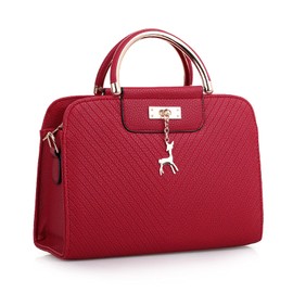 DIRRONA Elegant Women's Handbags Casual Shoulder Bag Travel Shoulder Bag Large Capacity Shoulder Bags Women's Handbag Fawn Brown Metal Pendant, Red A, Casual, unique