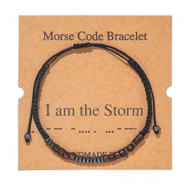 TESTRYE Morse Code Bracelets for Men Women,I Am the Storm Morse Code Bracelets with Adjustable String,Inspirational Gifts Bracelets for Women Men Friends (I am the Storm)