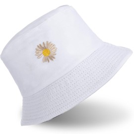 Bucket Hat Summer Reversible Hat Travel Straw Fisherman Wide Brim Travel Bucket Sun Protection Headwear Beach Summer Spring Costume Vacation Clothing Cap (White)