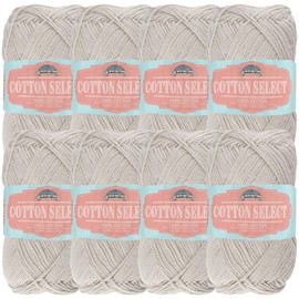 Cotton Select Sport Weight Yarn - 100% Fine Cotton - 8 Skeins - Col 110 - Vapor Grey