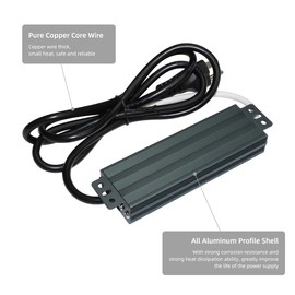 LED Light Power Driver 12V 60W IP67 Waterproof, 110-250V, Adapter with US Standard 3 Plug and 3.94 ft Cable LED Lights for Indoor and Outdoor use