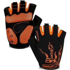 BIKINGMOREOK Cycling Gloves Men Women Half Finger Breathable Cycling Gloves 5 mm SBR Gel Shock Absorbing Non-Slip MTB Mountain Bike Gloves Unisex Orange S