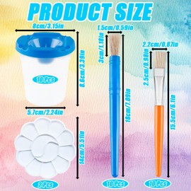 32Pcs Spill-Proof Paint Cups with Lids, XingyLi Paint Brushes and Palettes, Non Spill Paint Pots, Assorted Colored Paint Containers Painting Set for Watercolor Oil Gouache Acrylic Tempera Washable