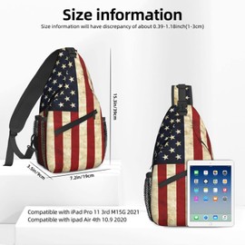 Dujiea Crossbody Backpack For Men Women Sling Bag, Grungy Flag Usa Chest Bag Shoulder Bag Lightweight One Strap Backpack Multipurpose Travel Hiking Daypack