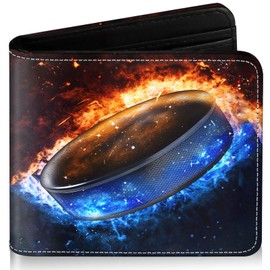 ZHIMEBYE Boys Wallet for Kids, Cool Kids Wallet for Boys Ages 8-10 9-12 11-15, Funny Ice Hockey Leather Bifold Rfid Blocking, Coin Pocket Id Window for Teen Men Youth Guys Birthday Christmas Gifts