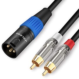JOLGOO Cable de micrófono divisor de conexión dual RCA a XLR macho Y desequilibrado, 1 XLR macho a 2 RCA macho Y cable adaptador de 6.6 pies