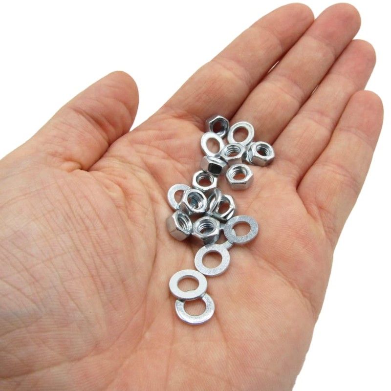 M5 Nuts & Washers Set - 10 Steel Nuts &