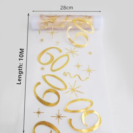 Yontree 60th Birthday Decoration Table Decoration Birthday Table Runner for Men and Women (28 cm x 10 m) Can be Cut to Size