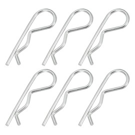 PATIKIL M3.5 x 75 mm Cotter Pin Assortment Kit, 6 Pcs Heavy Duty R Clips Hardware Pin Carbon Steel Spring Fasteners Hitch Pin for Trailer Locking Lawn Mowers Truck, Silver Tone