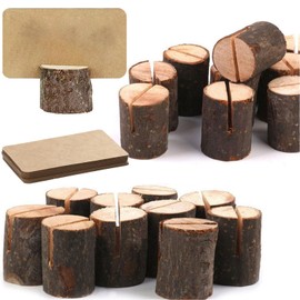 Pack of 50 Wooden Wedding Place Card Holders, Place Card Holder, Memo Holder, Photo Holder, Place Card Holder, Wooden Wedding Card Holder for Table Numbers, Name Cards, Birthdays