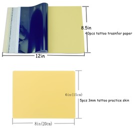 Tattoo Practice Skins 3MM with Transfer Paper - 45Pcs Thick Fake Skin and Stencil Paper Kit Includes 40Pcs Tattoo Papers and 5Pcs Double Sided Blank Tattoos Skin Practice 3mm