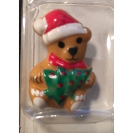 DILL BUTTONS | NOS | Teddy Bear Santa Xmas #1675 1 1/8" 28mm | 1 Pack | crafts