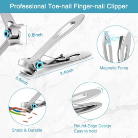 Toenail Clippers for Thick Nails & Ingrown Nails for Women Men, Azymi Heavy Duty Nail Clippers Cutters 6 In 1 Set, Sharp Curved Blades/Wide Jaw Opening/Soft ABS Handle