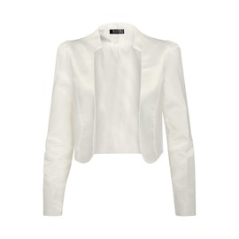 Bolerose formal satin long sleeve Bolero jacket - off-white, size: m