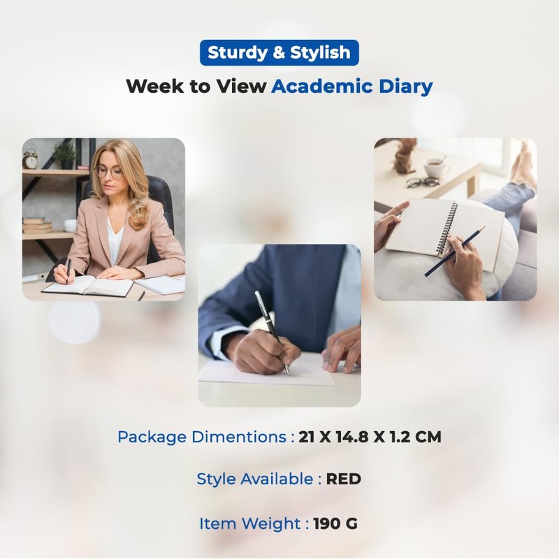 1ABOVE-2024-2025 A5 Mid-Year Academic Week to View Diary Planner Hardback