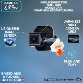 Backup Camera Replaces for 2012-2013 Honda CR-V OE Part # 39530-T0A-A01, 39530-T0A-A011 (39530T0AA01, 39530T0AA011)