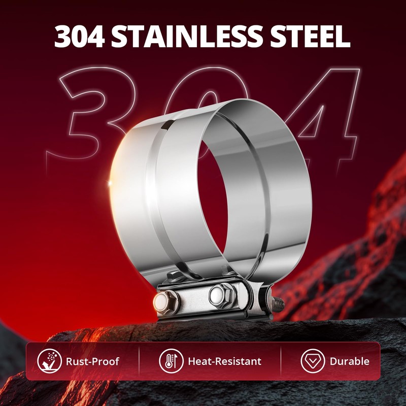 EVIL ENERGY 4.0'' Exhaust Clamp, Lap Joint Band Clamp Stainless