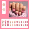 IMSOHOT Short Square Pink French Tip Fake Nails Cute lemon