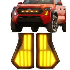 LED Fog Lights for Toyota Tacoma 2024 2025 Fang Light DRL Daytime Running Lamp Amber Turn Signal Front Bumper Headlight Trim, 4th Gen Tacoma Accessories (Sleek Style)