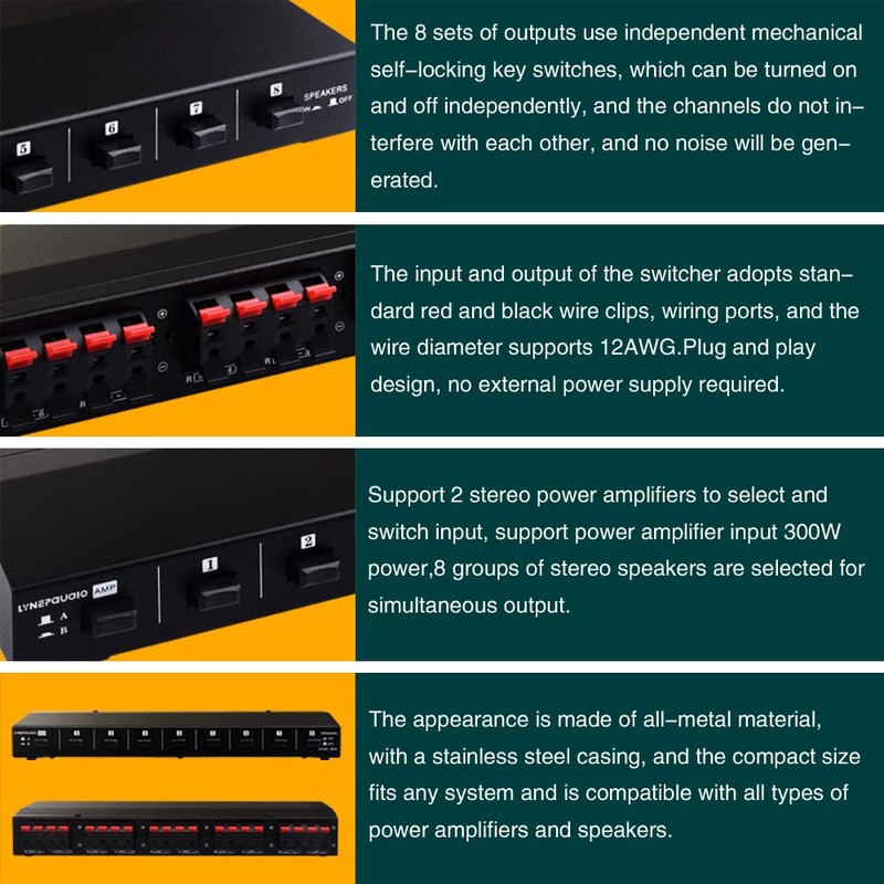 Nurdo B028 2 in 8 Out Power Amplifier and Loudspeaker