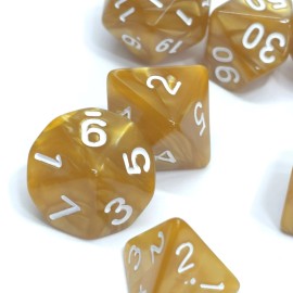 HD Dice New 7 Piece Polyhedral Pearlescent Root Beer Dice Set With Bag D&D RPG