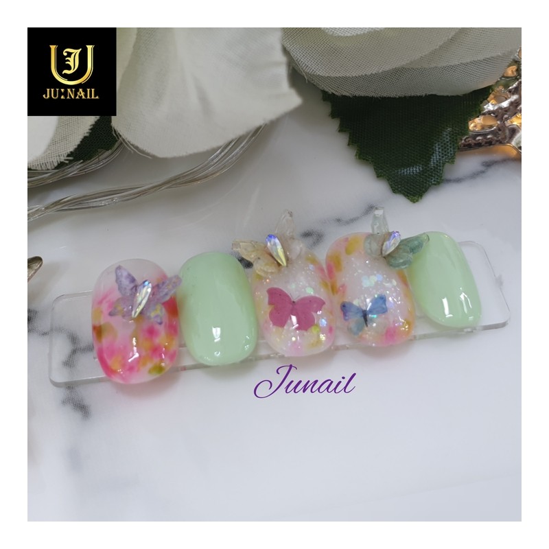 Flower Road Only Handmade Nail Tips - Long Almond /