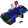 Wireless Gaming Keyboard and Mouse,Rainbow Backlit Rechargeable Keyboard Mouse with