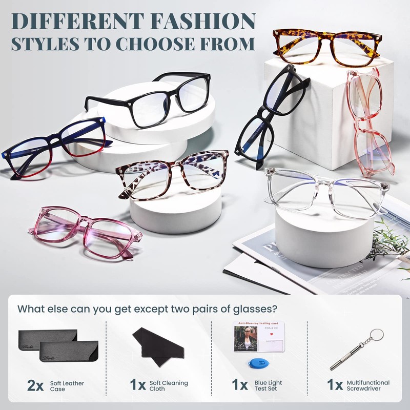 livho 2 Pack Blue Light Blocking Glasses, Computer Reading/Gaming/TV/Phones Glasses