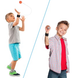 6 Pieces Wrist Ball Wristband Sports Balls on a String Toy Includes Basketball, Baseball and Football Return Rubber Rebound Ball Toy for Boys Girls Party Favor, Exercise or Play (Assorted Color)