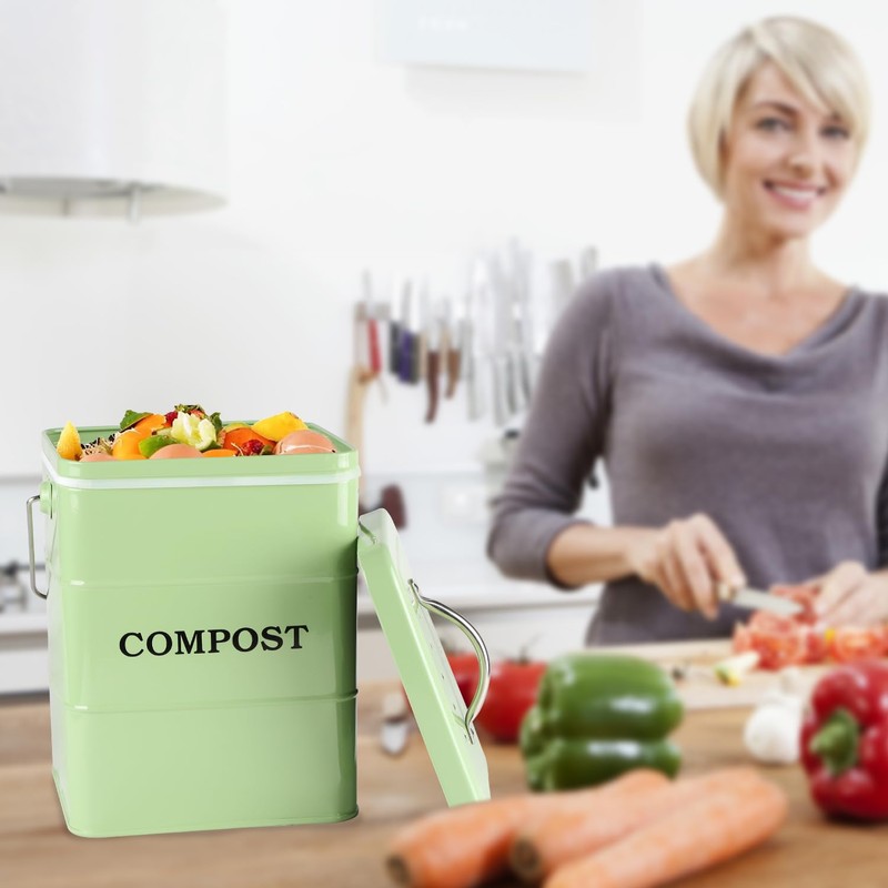 Compost Bin Kitchen Countertop Indoor Compost Pail Bucket, Great for