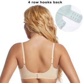 PRETTYWELL Comfort Push up Bras for Women Soft Underwire V Neck Bra Breathable Padded T Shirt Bralettes Seamless Everyday Bra Nude