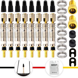 8 x French Presta Bicycle Valve Replacement Set Premium: Valve Core, Valve Key, Valve Protection Cap, Car Valve Adapter SV AV Attachment Tubeless, Tool Tool